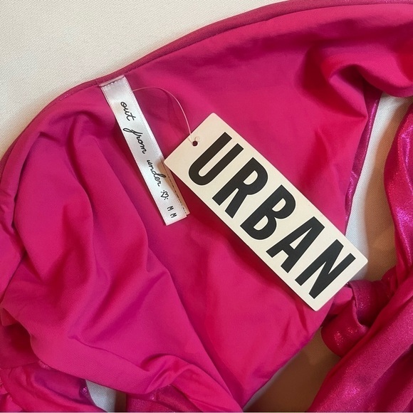 Urban Outfitters Out From Under Marina Metallic Pink One Piece Swimsuit Sz M NWT - Picture 9 of 16